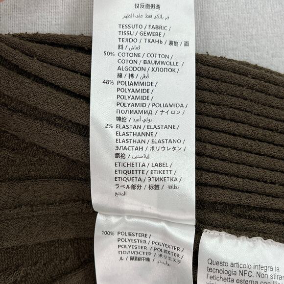 ALEXANDER MCQUEEN Genesis Ribbed Cotton Blend Midi Dress Womens Olive Green Knit - Picture 13 of 15